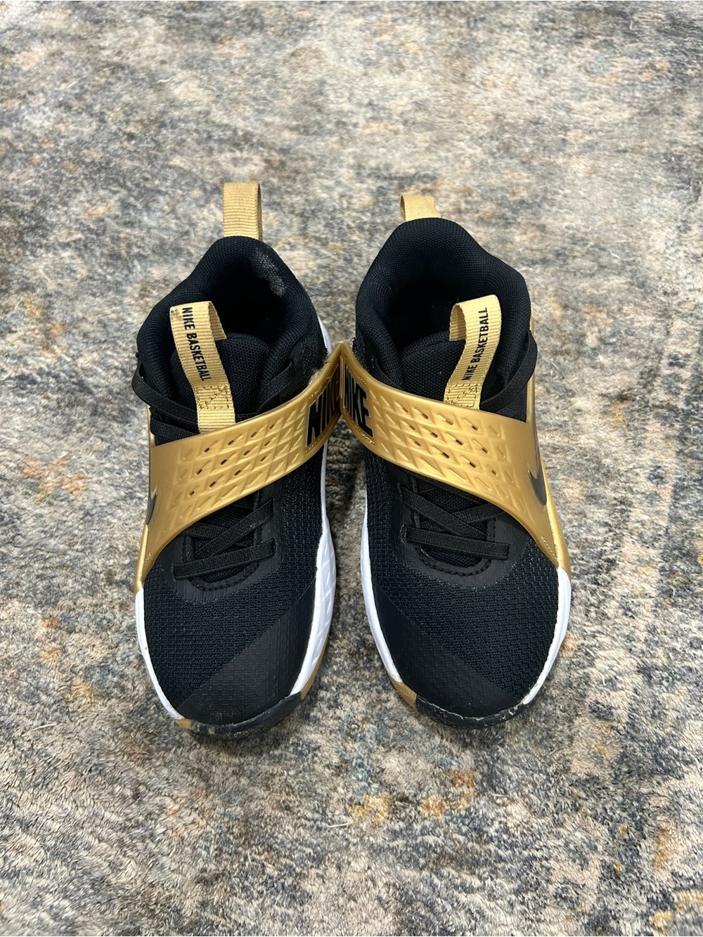 Nike Team Hustle D 12 Black and Gold Basketball Shoes
